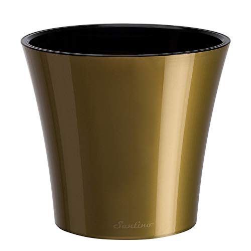 Gardenera 5.3" ARTE Self Watering Planter in GOLD/BLACK - Indoor Flower Pot for All House Plants, Flowers, Herbs, Succulents, Orchideas, Dahlias and African Violets