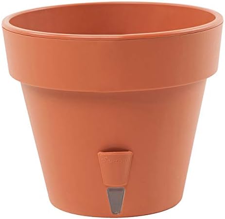 Santino Self Watering Planter Latina 10.8 Inch Terracotta Flower Pot with Bottom Watering and Water Level Indicator for Indoor/Outdoor use for All Plants, Flowers, Herbs