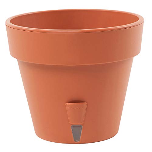 Santino Self Watering Planter Latina 12.8 Inch Terracotta Flower Pot with Bottom Watering and Water Level Indicator for Indoor/Outdoor use for All Plants, Flowers, Herbs