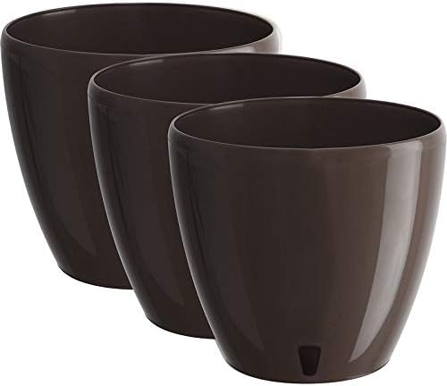 Santino 6.7 Inch Deco Self Watering Pots for Indoor Plants in Shade (Set of 3) - Decorative Flower Pot with Water Level Indicator and Drainage Cartridge for All House Plants, Flowers and Herbs