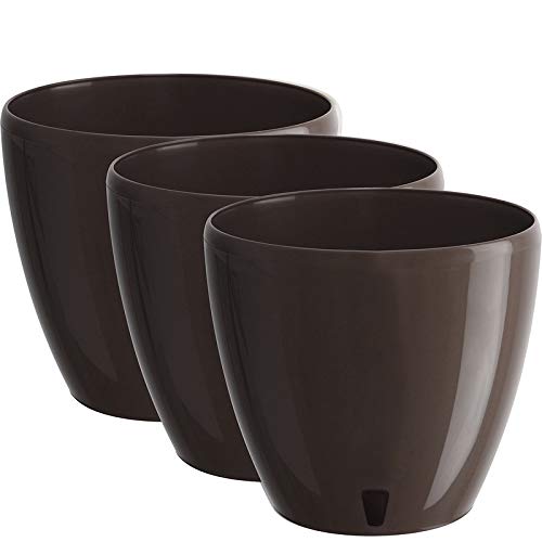 Santino 8.8 Inch Deco Self Watering Pots for Indoor Plants in Shade (Set of 3) - Decorative Flower Pot with Water Level Indicator and Drainage Cartridge for All House Plants, Flowers and Herbs