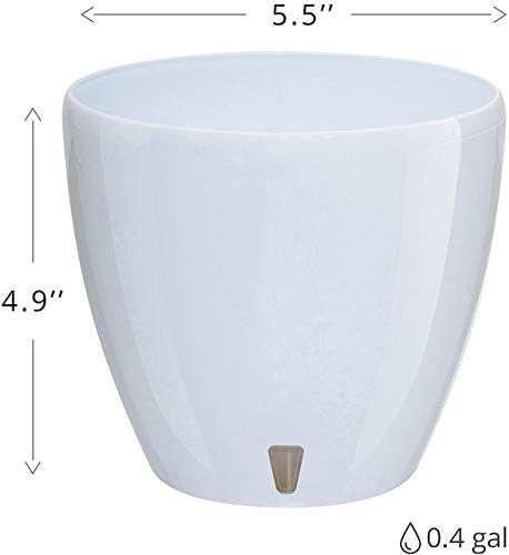 Santino Self Watering Planter Deco 11.2 Inch in Cream - Indoor Decorative Flower Pot with Water Level Indicator and Drainage Cartridge for All House Plants, Flowers, Herbs and