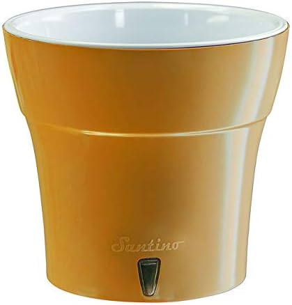 Gardenera 8.6" DALI Self Watering Planter in CARAMEL-WHITE - Modern Flower Pot with Water Level Indicator for All House Plants, Flowers, Herbs, Succulents and Orchids