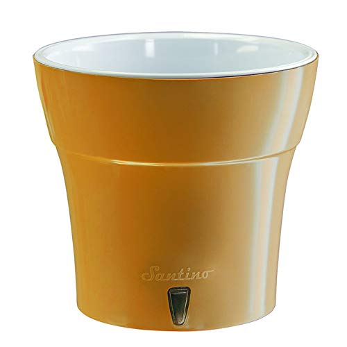 Gardenera 8.6" DALI Self Watering Planter in CARAMEL-WHITE - Modern Flower Pot with Water Level Indicator for All House Plants, Flowers, Herbs, Succulents and Orchids