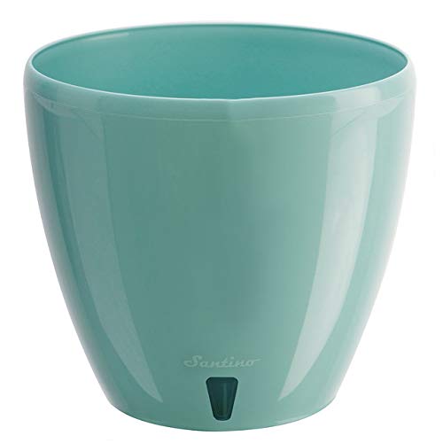 Santino, Self Watering Planter Deco 5.5 Inch, Jade, Indoor Decorative Flower Pot with Drainage Cartridge and Water Level Indicator