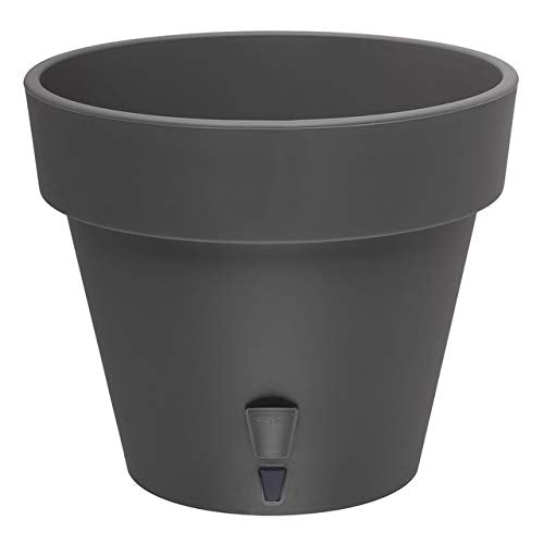 Gardenera 11.8" LATINA Self Watering Planter in GRAPHITE - Flower Pot with Bottom Watering and Water Level Indicator for Indoor/Outdoor use for All Plants, Flowers, Herbs