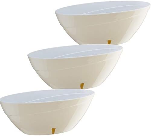 Santino 13.5 Inch CALIPSO Self Watering Planters (Set of 3) in Cream/White Indoor Flower Pot for All House Plants, Flowers and Orchids