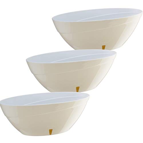 Santino 13.5 Inch CALIPSO Self Watering Planters (Set of 3) in Cream/White Indoor Flower Pot for All House Plants, Flowers and Orchids