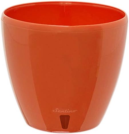 Santino Self Watering Planter Deco 5.5 Inch in Poppy-RED - Indoor Decorative Flower Pot with Water Level Indicator and Drainage Cartridge for All House Plants, Flowers, Herbs and Succulents