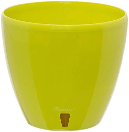 Santino Self Watering Planter Deco 8.8 Inch in Lime - Indoor Decorative Flower Pot with Water Level Indicator and Drainage Cartridge for All House Plants, Flowers, Herbs and Succulents