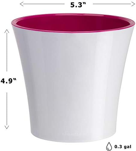 Gardenera 5.3" ARTE Self Watering Planter (Set of 3) in WHITE/PURPLE - Indoor Flower Pot for All House Plants, Flowers, Herbs, Succulents, Orchideas, Dahlias and African Violets