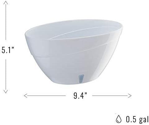 Gardenera 9.4" CALIPSO Oval Shape Self Watering Planters (SET of 3) in WHITE/WHITE Indoor Flower Pot for All House Plants, Flowers and Orchids