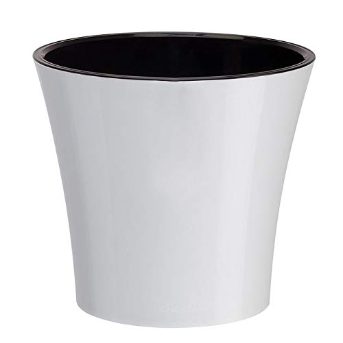 Gardenera 6.5" ARTE Self Watering Planter in WHITE/BLACK - Indoor Flower Pot for All House Plants, Flowers, Herbs, Succulents, Orchideas, Dahlias and African Violets