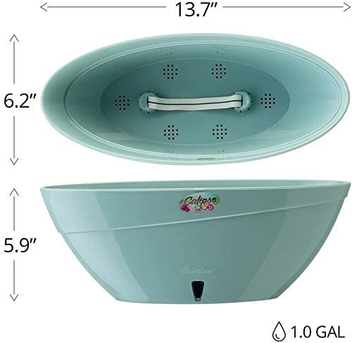 Santino Self Watering Planter CALIPSO Oval Shape L 13.7 Inch x H 5.9 Inch White/White Indoor Flower Pot for All House Plants, Flowers