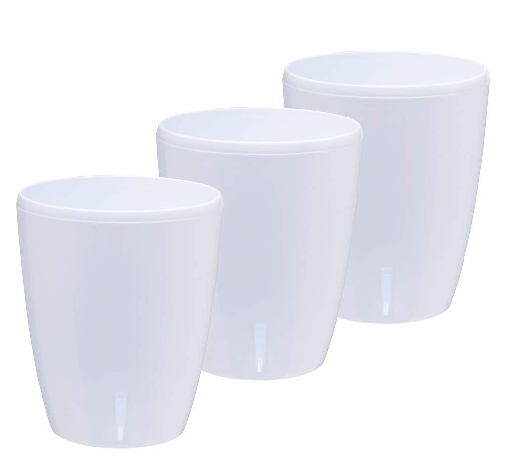 Santino 5.9" ORCHIDEA Self Watering Pots for Orchids in White (Set of 3) - Decorative Wicking Planter with w/Great Aerification, Drainage and Water Level Indicator