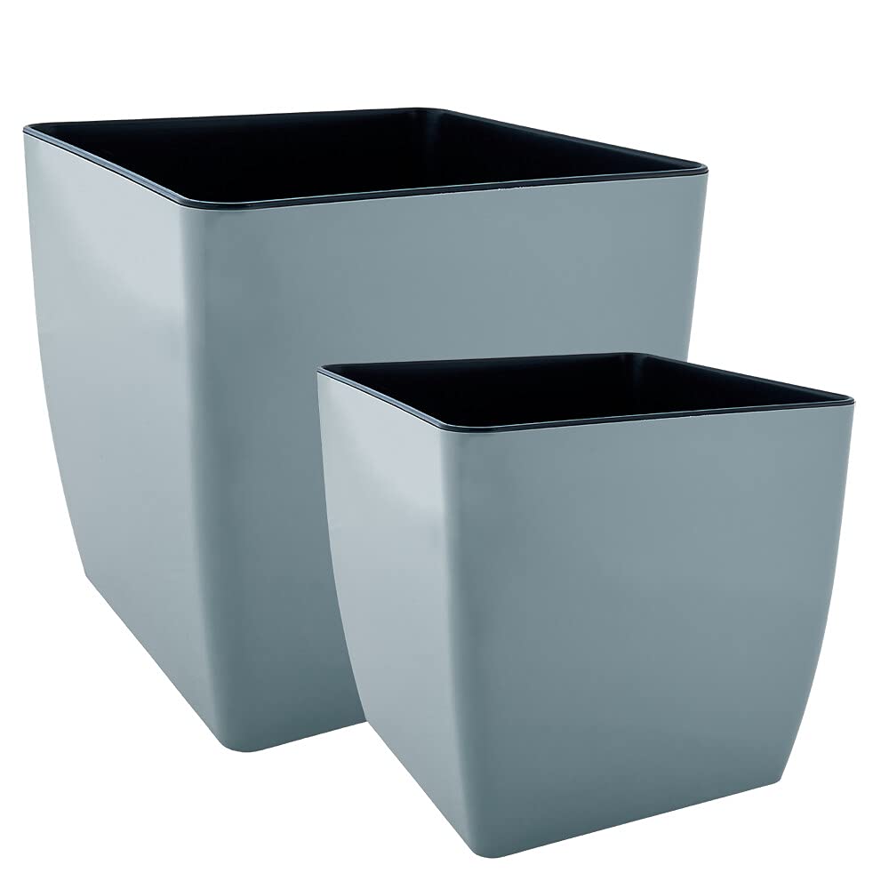 Gardenera ALEANA Planter - QUADRO Low - 6.3 Inch Flower Pot in Gray Blue