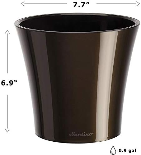 Gardenera 7.7" ARTE Self Watering Planter in BLACK-GOLD/BLACK - Indoor Flower Pot for All House Plants, Flowers, Herbs, Succulents, Orchideas, Dahlias and African Violets