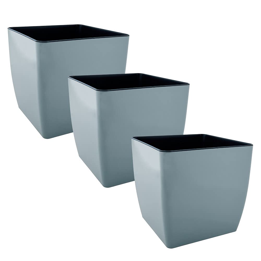 Gardenera ALEANA Planter - QUADRO Low - 8.7 Inch Flower Pot in Gray Blue