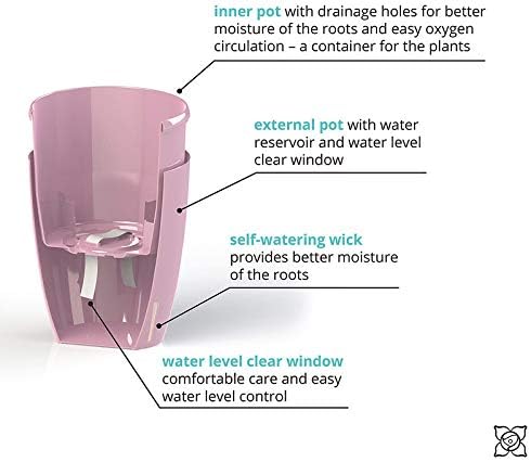 Gardenera 4.9" ORCHIDEA Self Watering Pots for Orchids in WHITE - Decorative Wicking Planter with w/Great Aerification, Drainage and Water Level Indicator