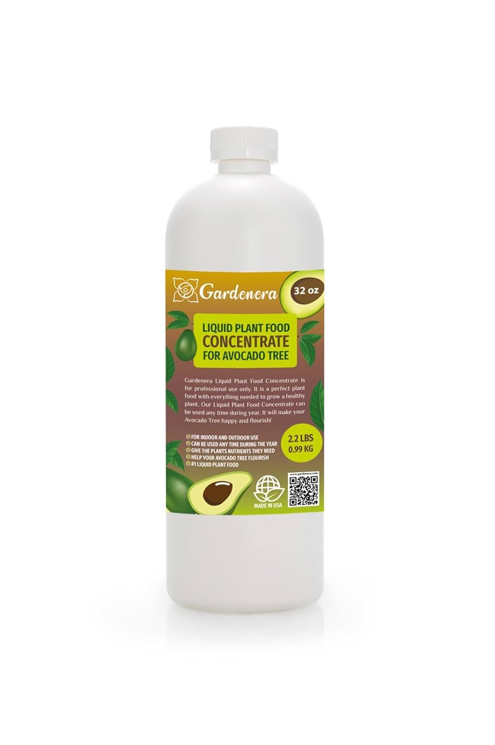 Gardenera Plant Growth Superfood for Avocado Trees with 18 Vitamins & Minerals - Organic Plant Food Fertilizer - Micro-Fungi and Bio-Organisms for Avocado Plant Care & Growth Enhancement - 32oz