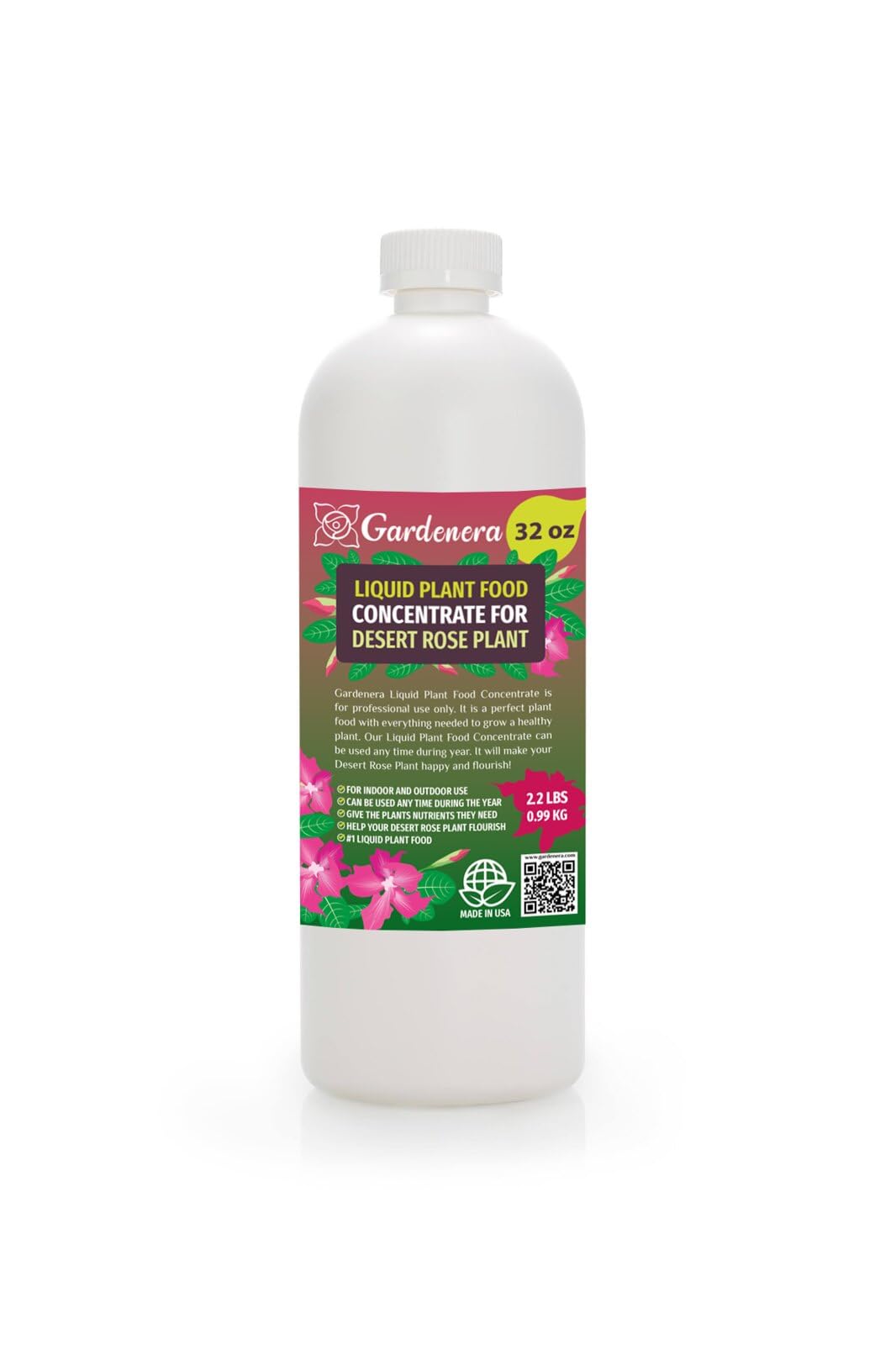 Gardenera Plant Growth Superfood for Desert Rose with 18 Key Vitamins & Minerals - Organic Plant Food Fertilizer - Micro-Fungi and Bio-Organisms for Desert Rose Plant Care & Growth Enhancement - 32oz