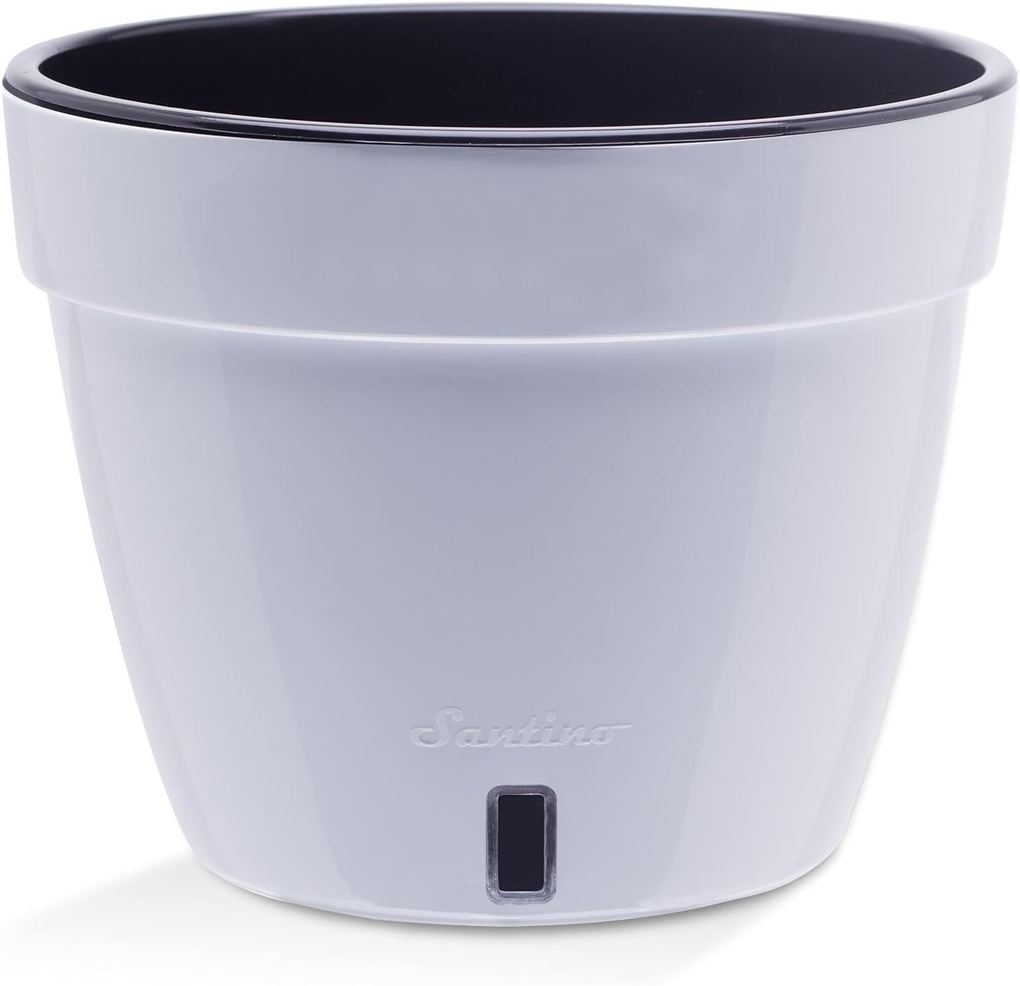 Self Watering Planter Asti 11.8 Inch White/Black Flower Pot