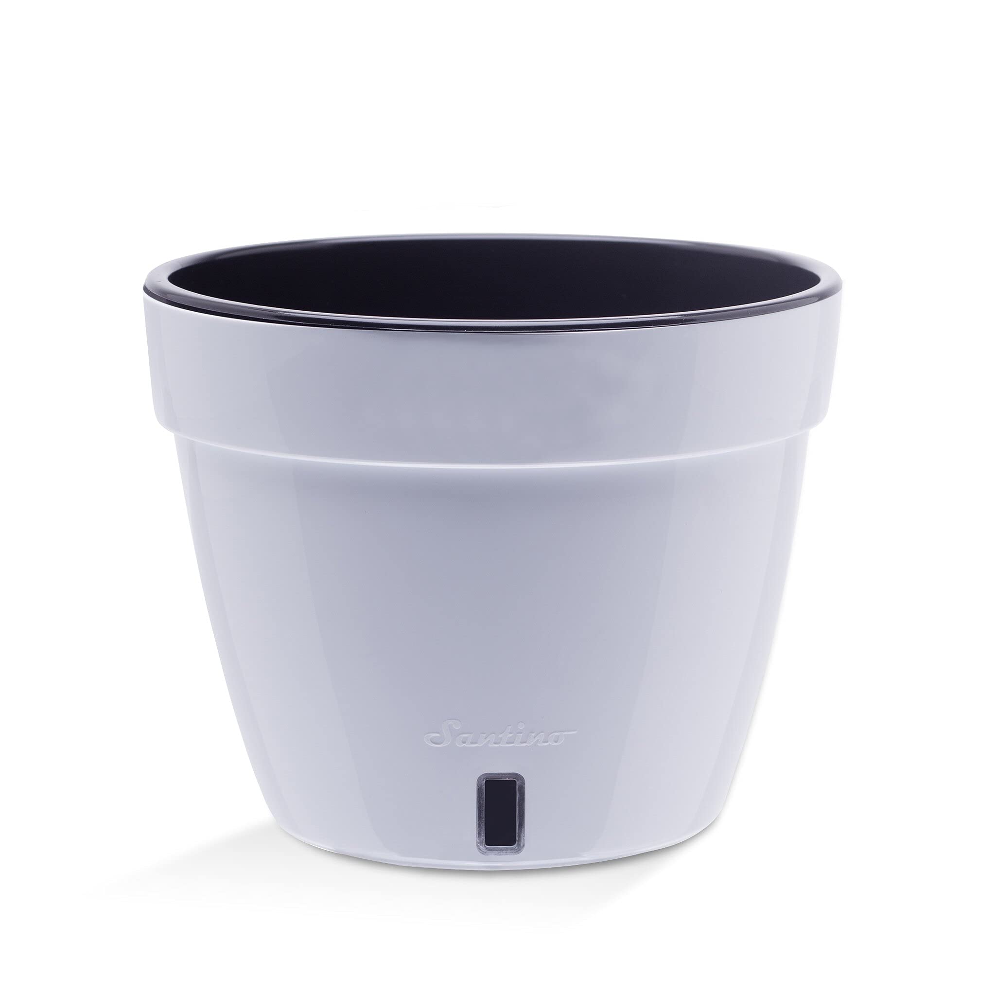 Self Watering Planter Asti 11.8 Inch White/Black Flower Pot