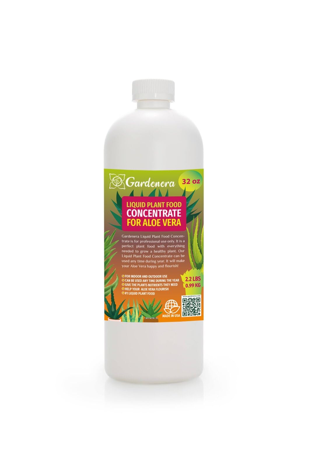 Gardenera Plant Growth Superfood for Aloe Vera with 18 Key Vitamins & Minerals - Organic Plant Food Fertilizer - Micro-Fungi and Bio-Organisms for Aloe Vera Plant Care & Growth Enhancement - 32oz