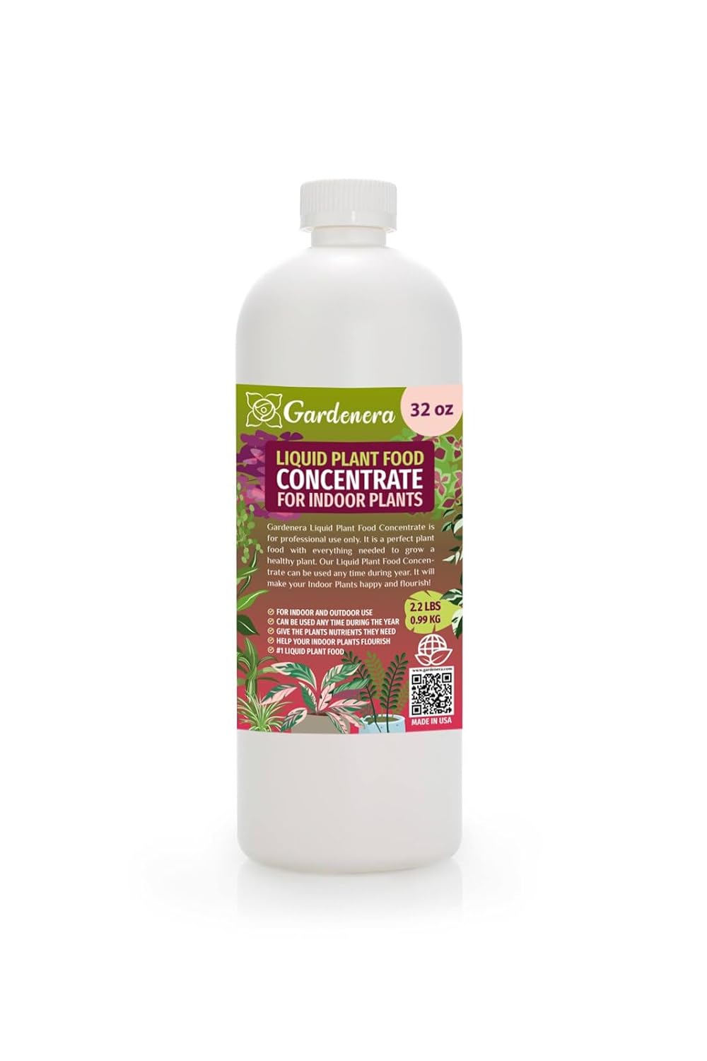 Gardenera Plant Growth Superfood for INDOOR Plants with Essential Vitamins & Minerals - Organic Plant Food Fertilizer - Micro-Fungi and Bio-Organisms for INDOOR Plant Care & Growth Enhancement - 32oz