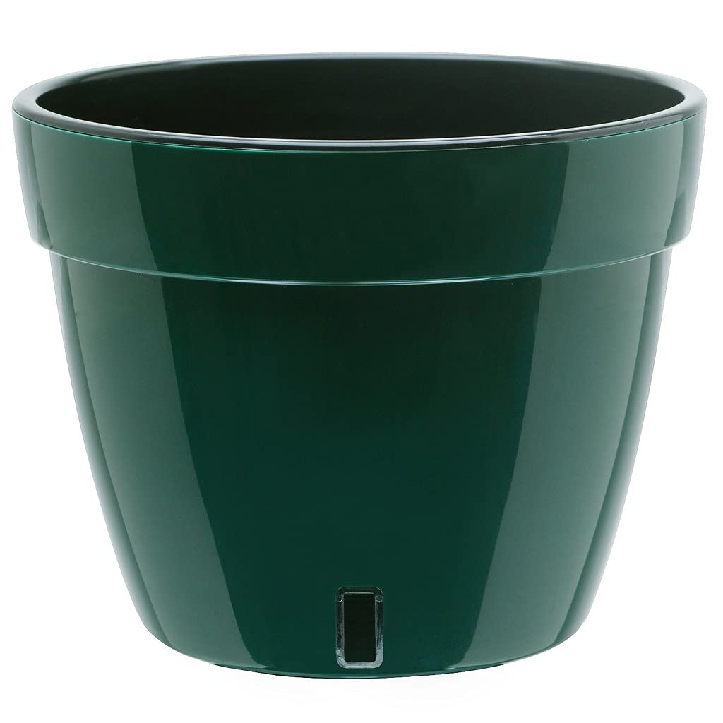 Gardenera 7.1" ASTI Self Watering Planter in Green/Black - Modern Flower Pot with Water Level Indicator for All House Plants, Flowers, Herbs, Succulents and Hanging Plants