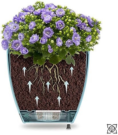 Santino Self Watering Planter Deco 10.3 Inch in Cream - Indoor Decorative Flower Pot with Water Level Indicator and Drainage Cartridge for All House Plants, Flowers, Herbs and Succulents