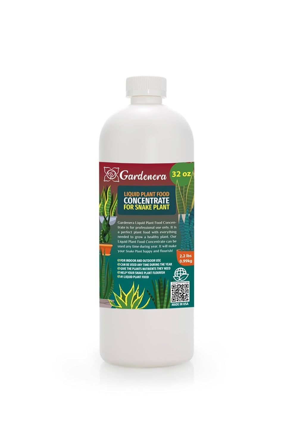 Gardenera Plant Growth Superfood for SNAKE Plants with 18 Essential Vitamins & Minerals - Organic Plant Food Fertilizer - Micro-Fungi and Bio-Organisms for SNAKE Plant Care & Growth Enhancement - 32oz