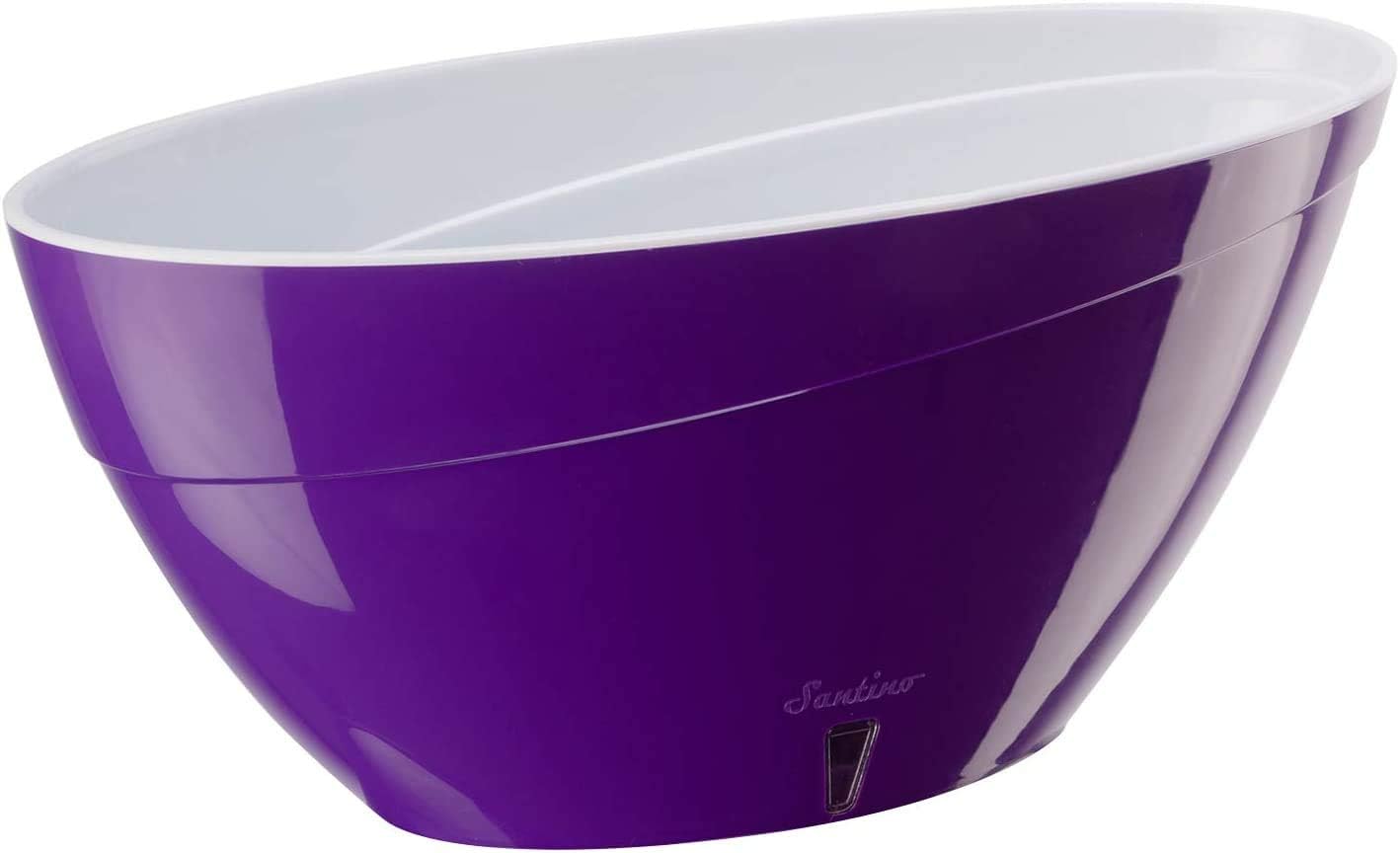 Santino Self Watering Planter CALIPSO Oval Shape L 13.7 Inch x H 5.9 Inch Purple/White Indoor Flower Pot for All House Plants, Flowers, Orchids