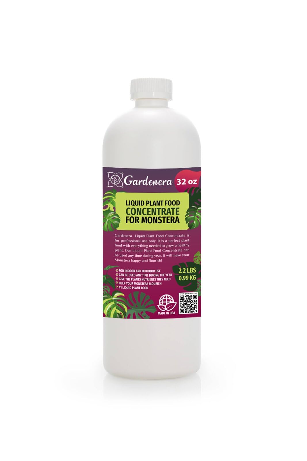 Gardenera Plant Growth Superfood for MONSTERA Plants with 18 Essential Vitamins & Minerals - Organic Plant Food Fertilizer - Micro-Fungi and Bio-Organisms for MONSTERA Care & Growth Enhancement - 32oz