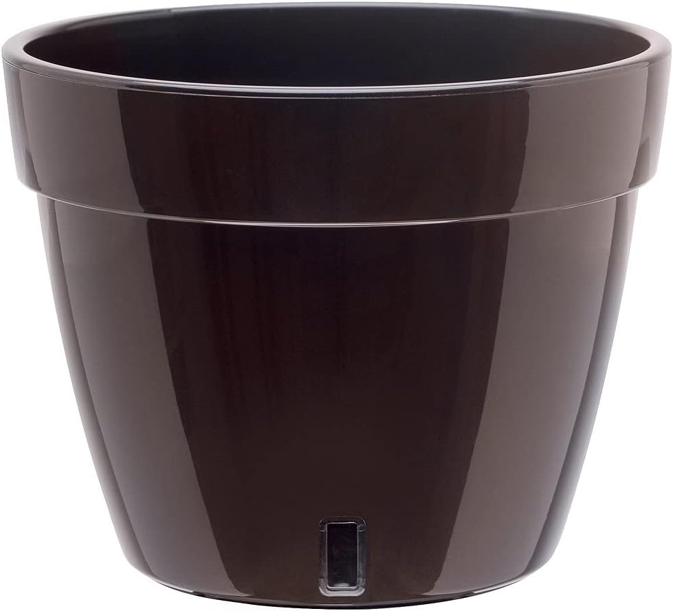 Gardenera 9.2" ASTI Self Watering Planter in BLACK-GOLD/BLACK - Modern Flower Pot with Water Level Indicator for All House Plants, Flowers, Herbs, Succulents and Hanging Plants