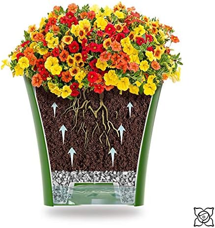 Gardenera 6.5" ARTE Self Watering Planter in RED-PEARL/WHITE - Indoor Flower Pot for All House Plants, Flowers, Herbs, Succulents, Orchideas, Dahlias and African Violets