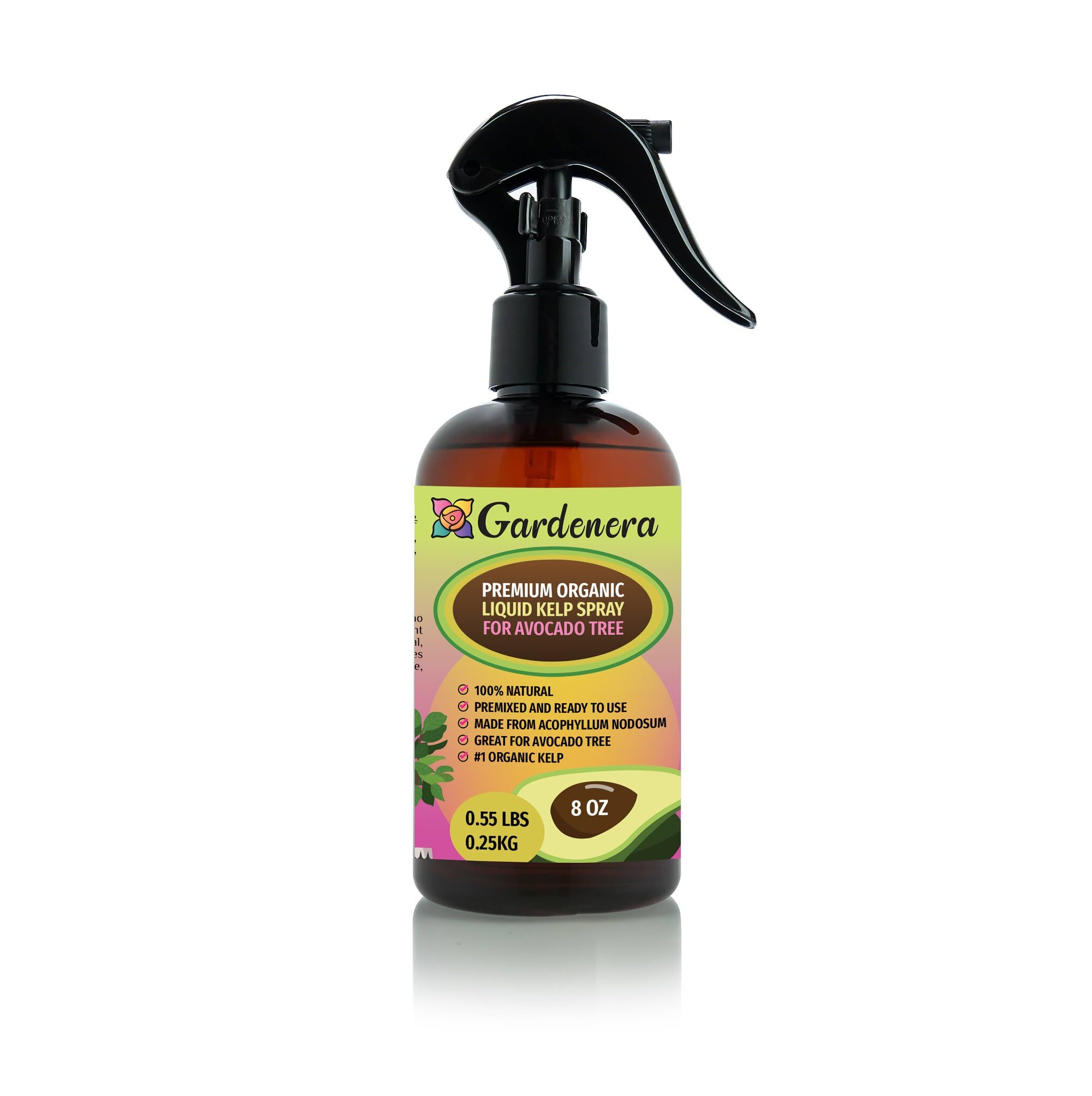 Gardenera Premium Organic Liquid Kelp Spray for AVOCADO - 8 oz - Amplify Organic Avocado Size and Taste Naturally