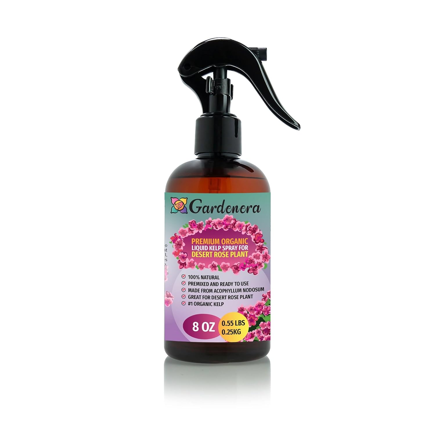 Gardenera Premium Organic Liquid Kelp Spray for DESERT ROSE - 8 oz - Organic Superfood Spray for Enhancing Desert Rose Blooms and Growth