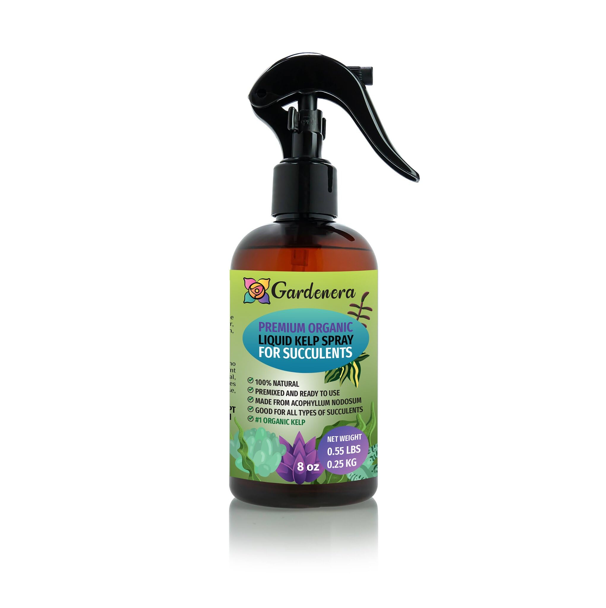 Gardenera Premium Organic Liquid Kelp Spray for ORCHIDS - 8 oz - Revitalize Your Succulents and Cacti with Natural Seaweed Power