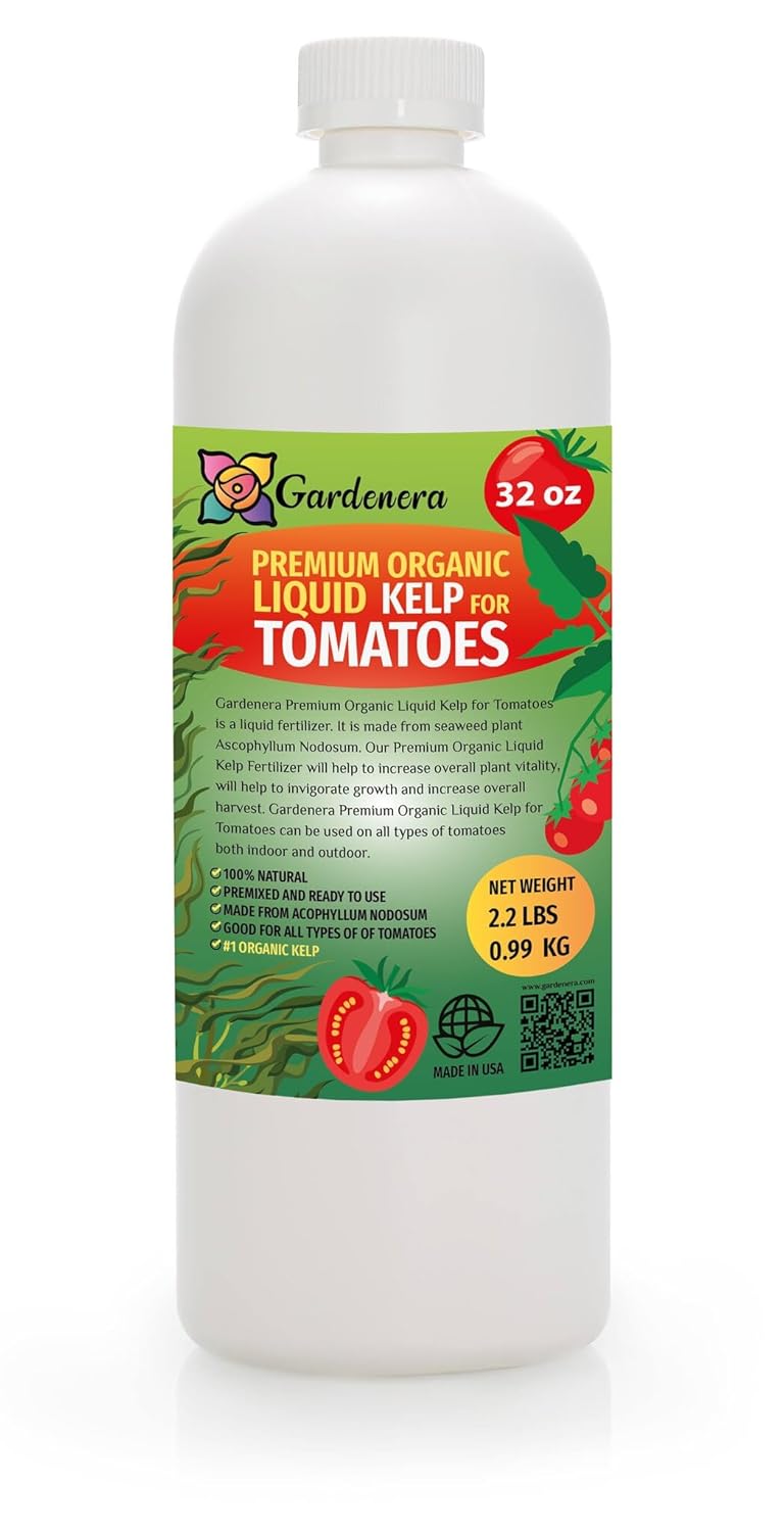 liquid kelp organic seaweed fertilizer Premium Liquid Kelp Fertilizer for Juicy Tomatoes by Gardenera - 32 oz