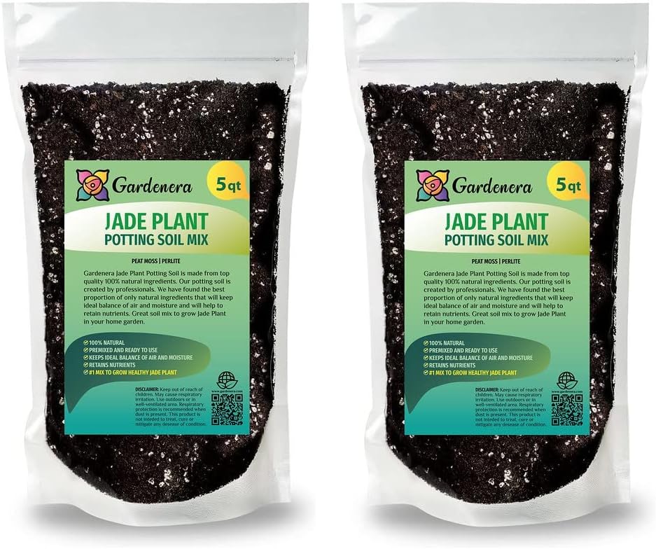 GARDENERA Premium Jade Plant Potting Soil Mix - 10 Quart (2 Bags of 5 Quart)