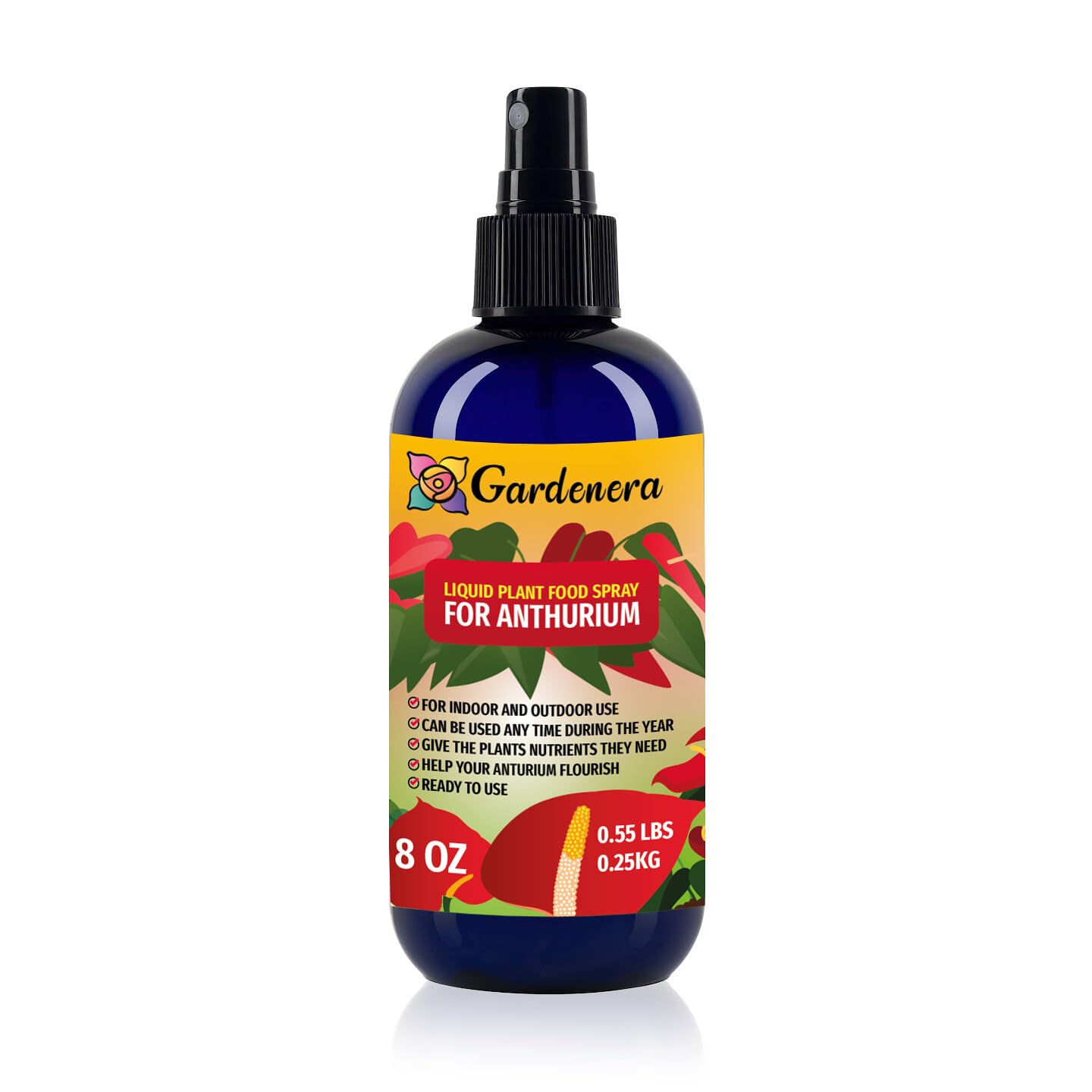 Gardenera Professional ANTHURIUM Superfood Spray Mist for Home Gardening | Micro-Fungi Enriched Fertilizer Mist for Healthy Leaves & Growth | 18 Key Vitamins & Minerals forANTHURIUM Plants - 8oz