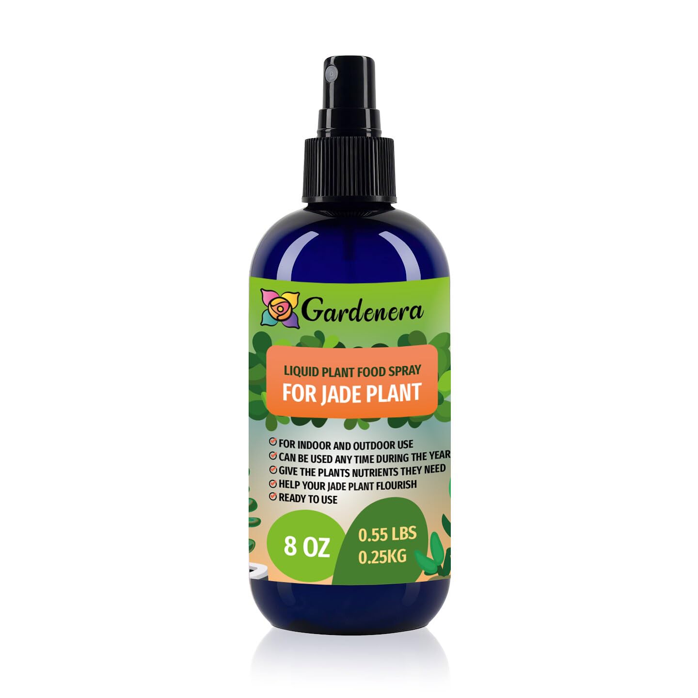 Gardenera Professional Jade Plant Superfood Spray Mist for Home Gardening | Micro-Fungi Enriched Fertilizer Mist for Healthy Leaves & Growth | 18 Essential Vitamins & Minerals for Jade Plant - 8oz