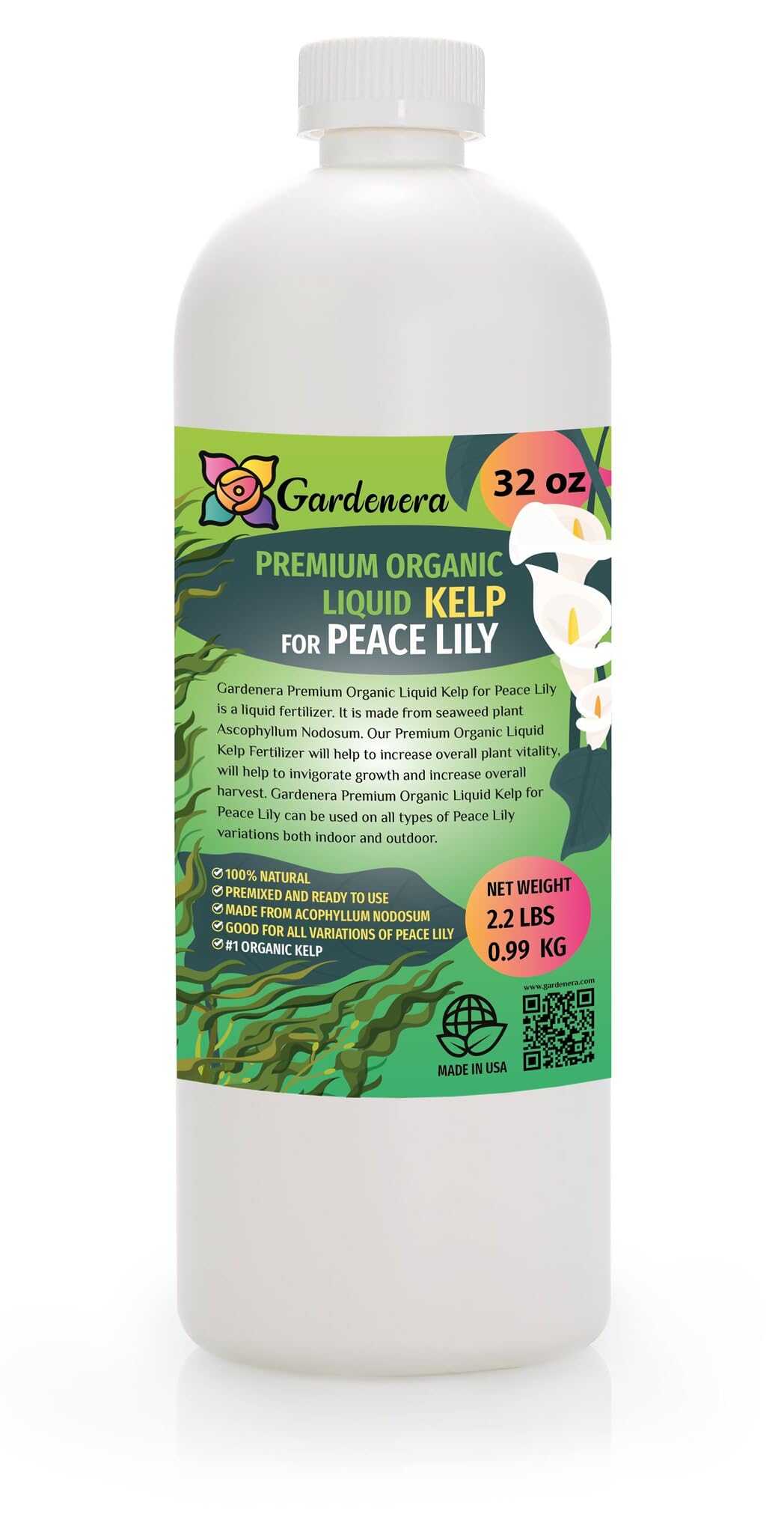 organic peace lily GARDENERA Concentrated Kelp & Seaweed Extract for Strong and Resilient Peace Lilies