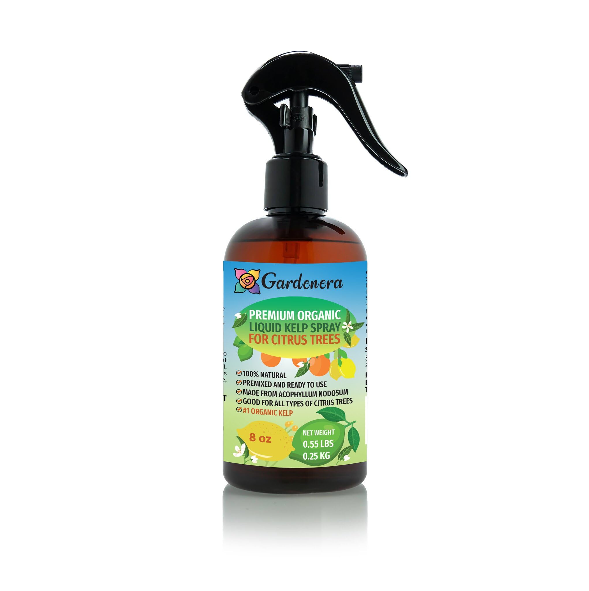 Gardenera Premium Organic Liquid Kelp Spray for CITRUS TREES - 8 oz - Amplify Organic Citrus Fruit Size and Taste Naturally