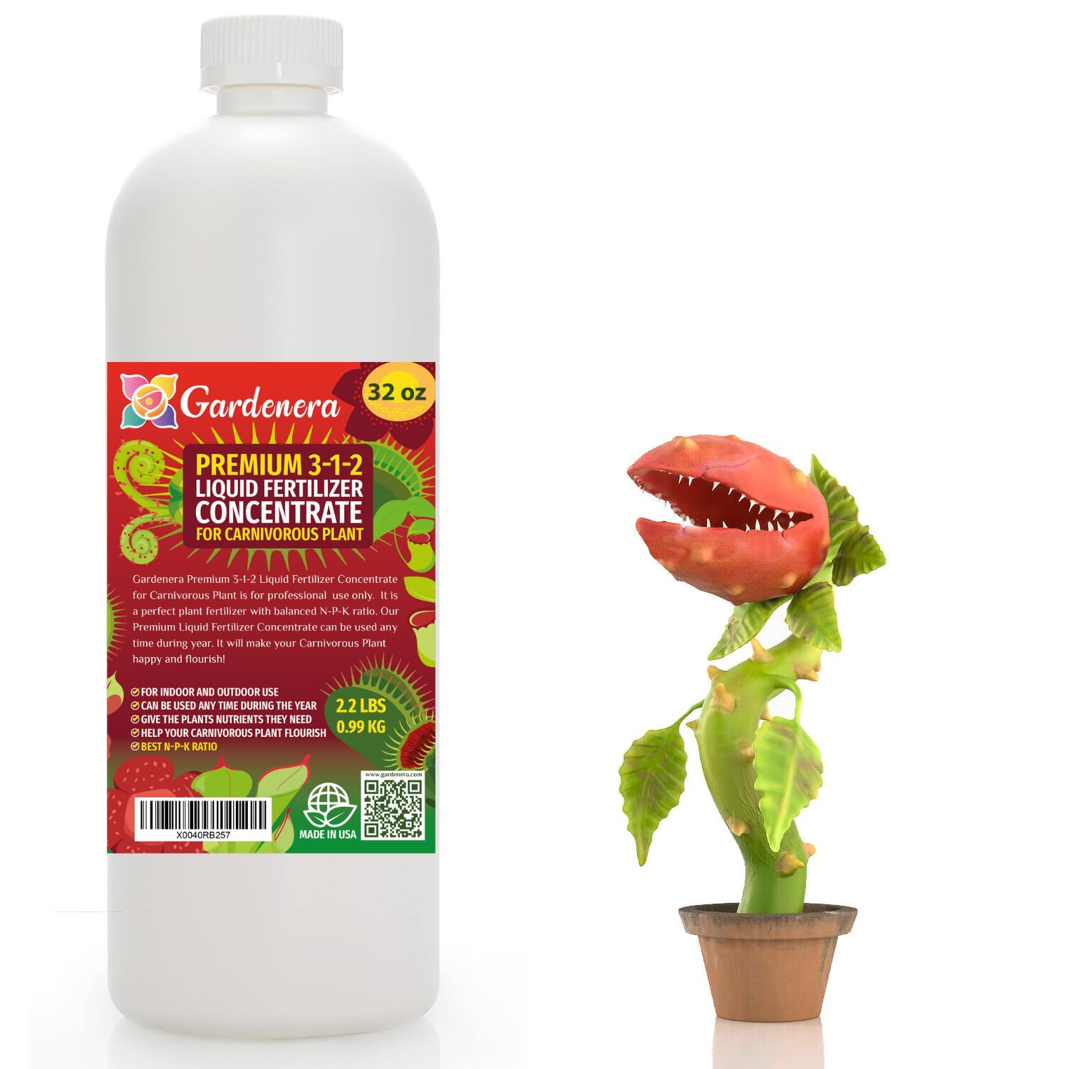 plant fertilizer liquid Premium Liquid Carnivorous Plant Fertilizer - 3-1-2 Concentrate for Indoor Plants and Flowers by Gardenera