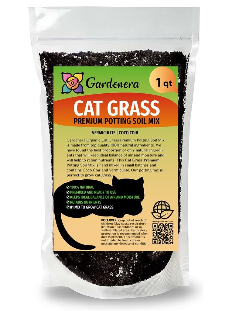 Gardenera Cat Grass Planting Soil - Provide Your Cat with a Safe and Healthy Greenscape - 10 QUARTS