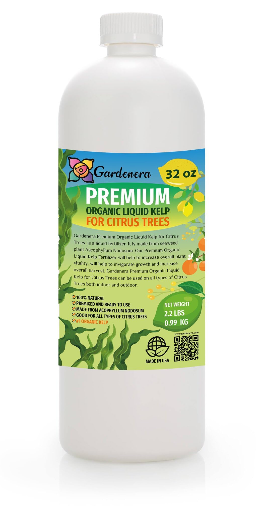 Premium Liquid Kelp Fertilizer for Juicy Citrus Fruits by Gardenera - 32 oz - Enhance Growth and Sweetness in Your Citrus Plants