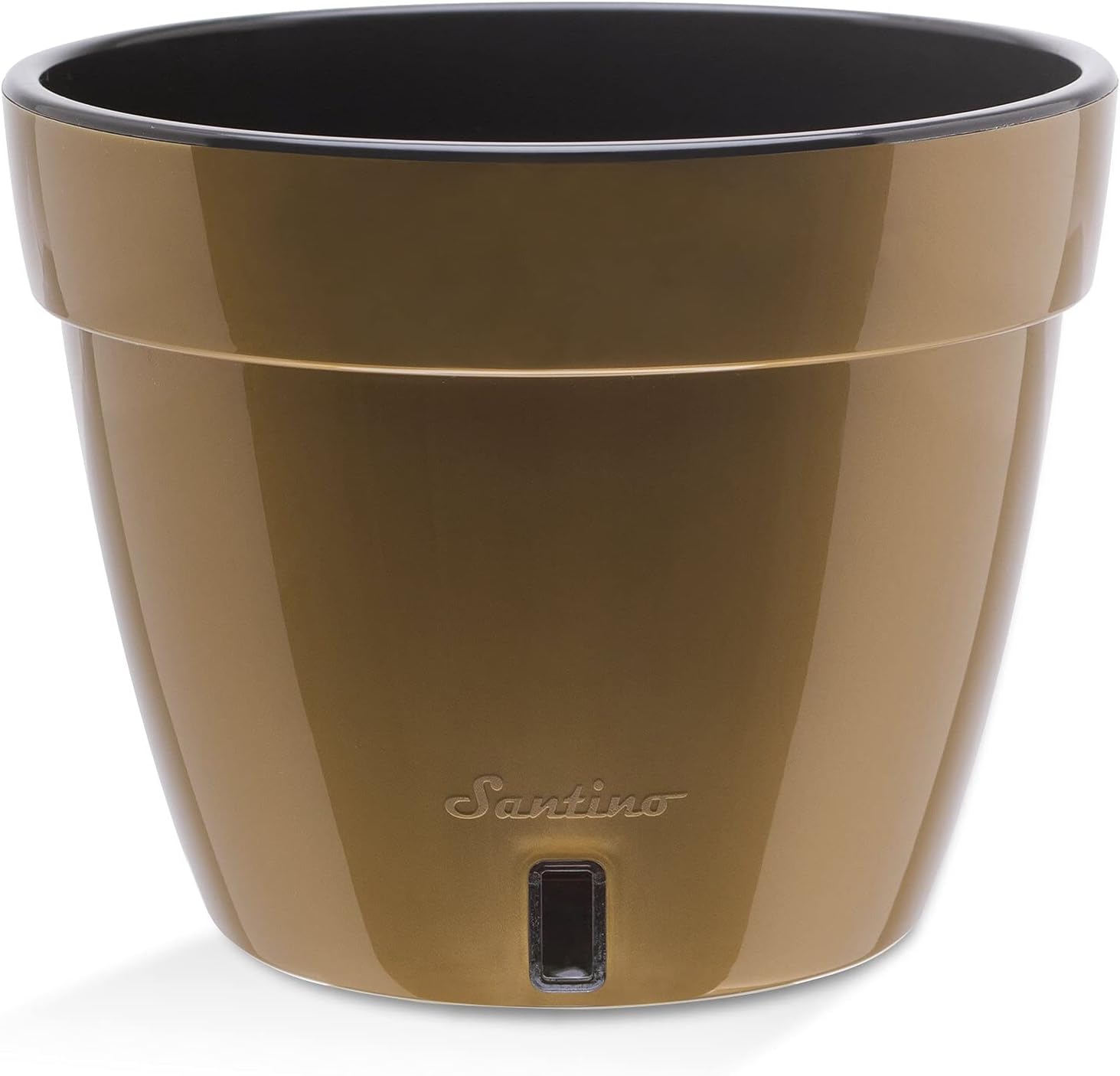 Santino Self Watering Planter Asti 12.6 Inch Gold/Black Flower Pot