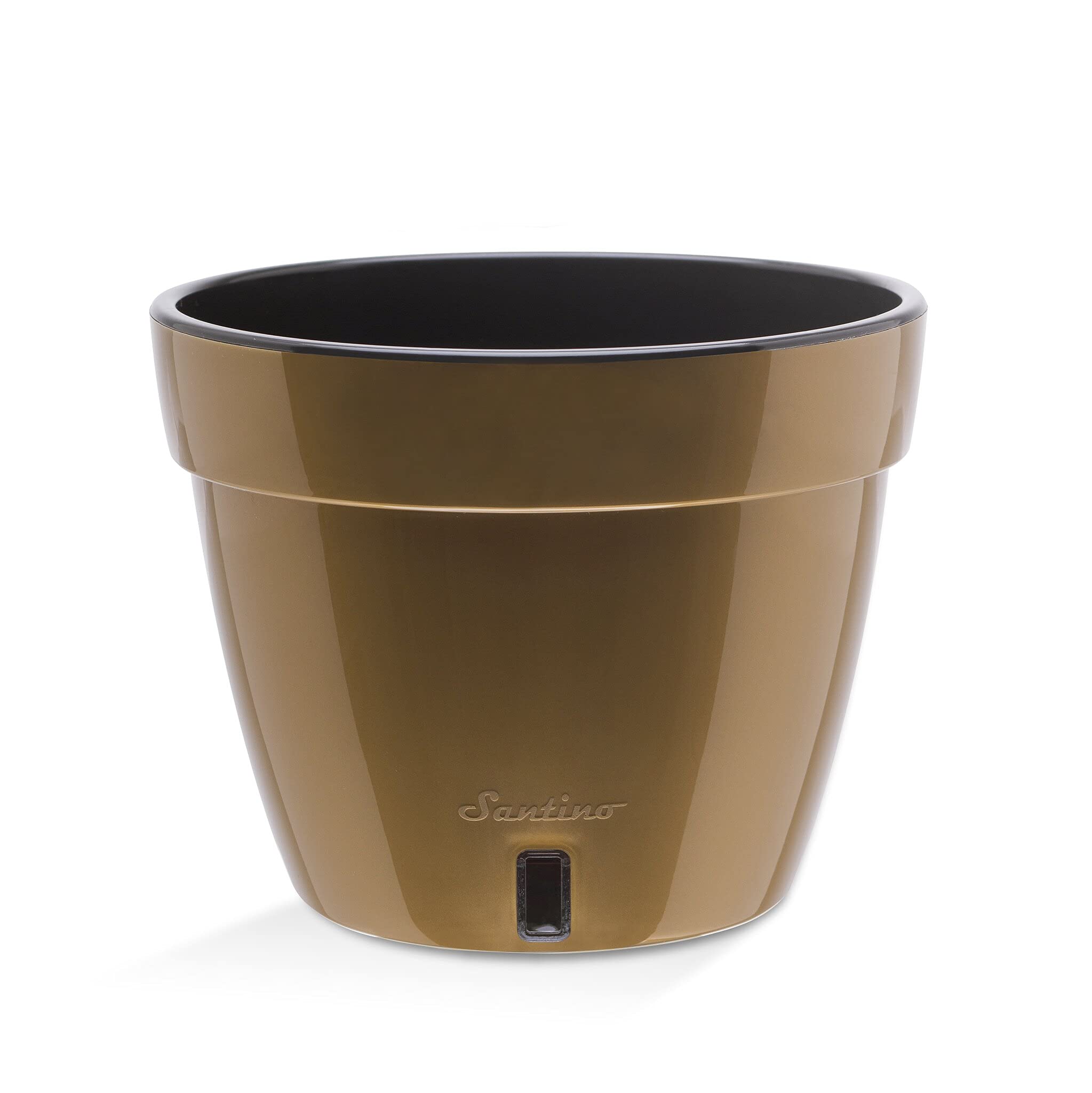 Santino Self Watering Planter Asti 12.6 Inch Gold/Black Flower Pot